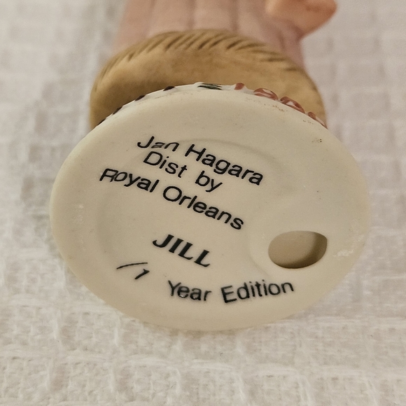 Jill Girl Ornament 3 1/2" tall Porcelain Dated 1986 From Jan Hagara - Picture 6 of 6